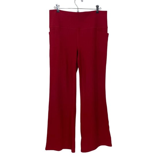 ATHLETA Salutation Stash Rib Flare Pants  Side Pockets Red Size XL Yoga Active - Picture 1 of 6